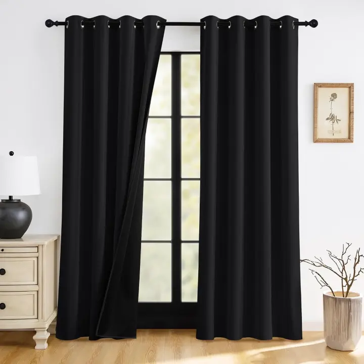 100% Blackout Thermal Curtains — 84-inch Grommet Panels (2-Pack)