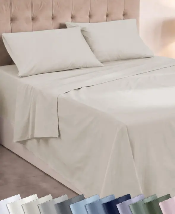 100% Cotton Queen Sheet Set — 4-Piece, Lightweight, 14" Deep Pocket