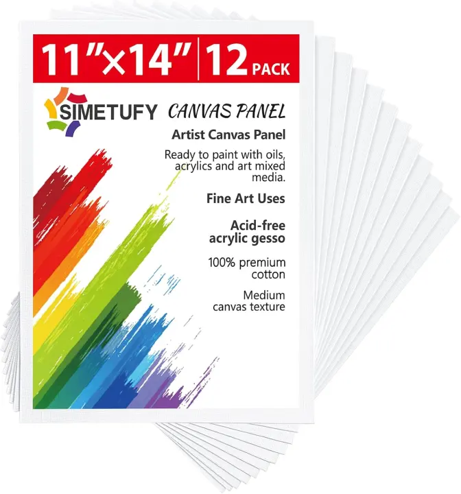 11x14 Canvas Panels — 12-Pack Primed Cotton Painting Boards