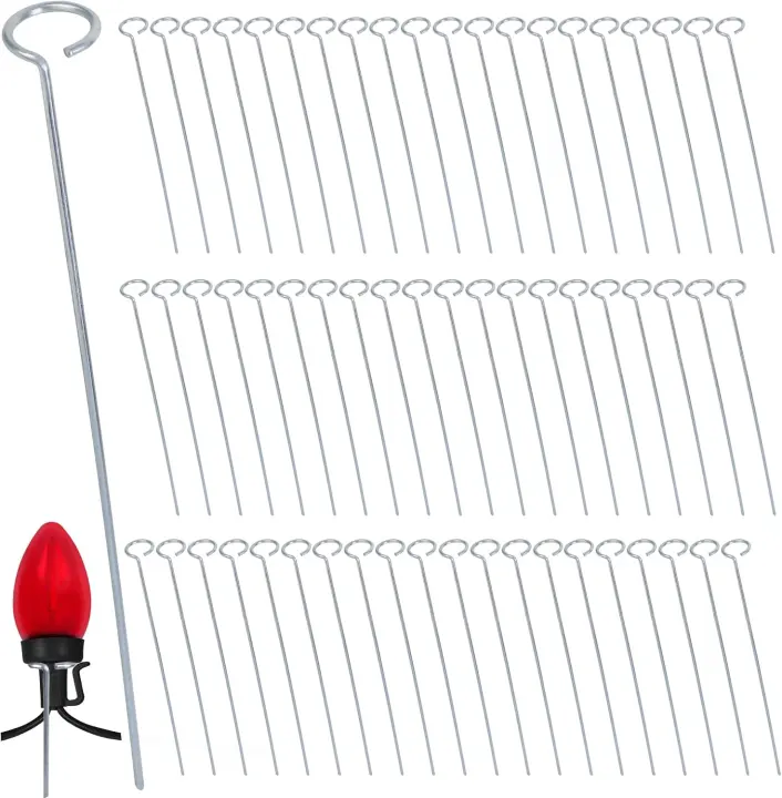 12-Inch Metal Yard Light Stakes — 60-Pack for C7/C9 Bulbs