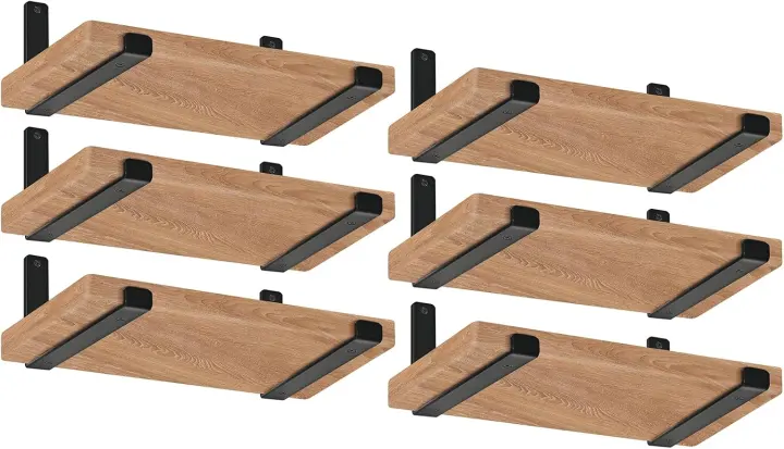 12-Pack J-Lip Floating Shelf Brackets — 11.25" x 6" x 1.5" Rustic Iron