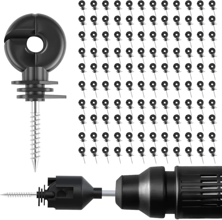 120-Pack Electric Fence Ring Insulators with Socket Tool (Black)