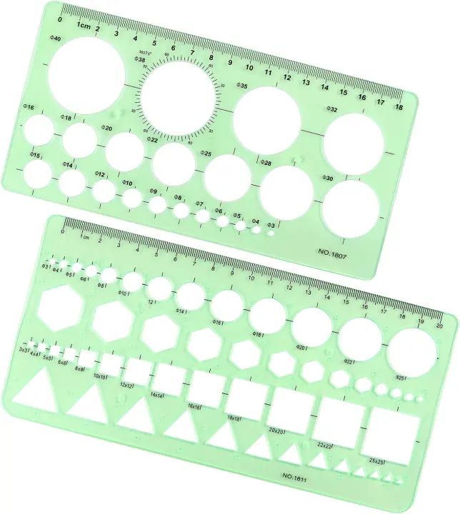 2-Pack Circle & Geometric Drawing Template Set — Drafting Stencils