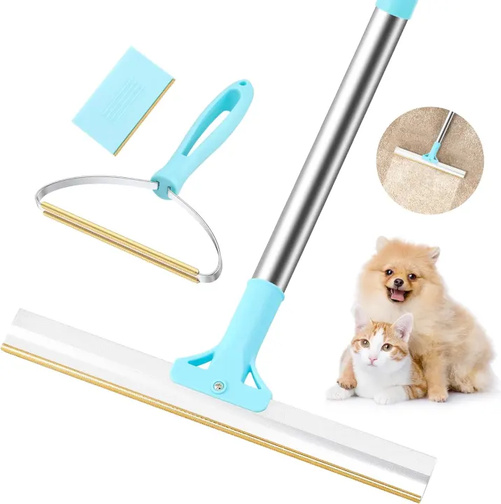 3-Pack Adjustable Carpet Rake for Pet Hair Removal — Up to 53.5"