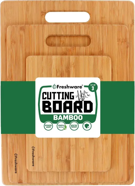 3-Piece Bamboo Cutting Board Set — Knife-Friendly Kitchen Boards