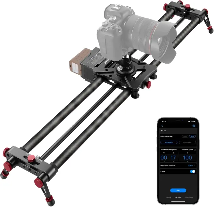 31.5"/80cm Motorized Carbon-Fiber Camera Slider with App Control