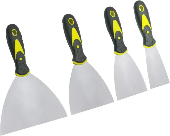 4-Piece Putty Knife Set (2, 3, 4, 6 in) — Metal Scrapers for Drywall & Repair