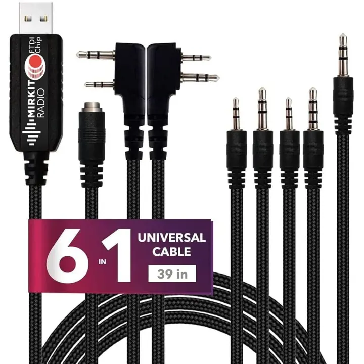 6-in-1 FTDI USB Programming Cable for Ham Radios and Walkie-Talkies