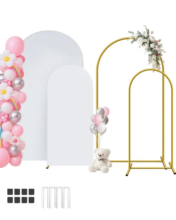 Arch Backdrop Stand with Stretch Covers — 7.2ft & 6ft 2-Pack