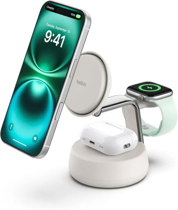 Belkin UltraCharge Pro 3‑in‑1 Qi2 25W Wireless Charging Dock