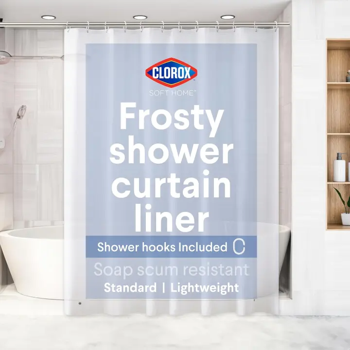 Clorox Shower Curtain Liner — 70 x 72 Frosted PEVA with Weighted Hem