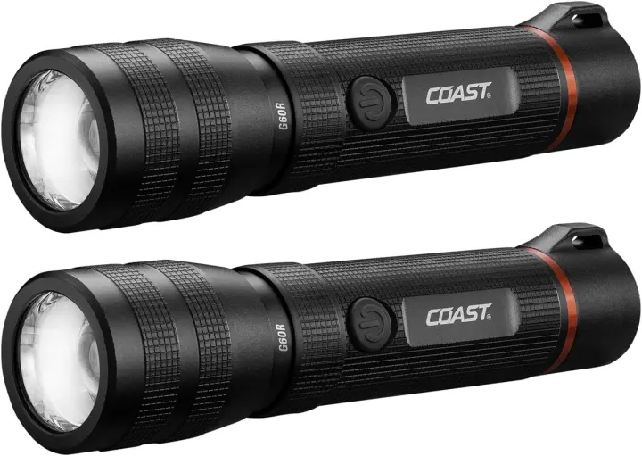 Coast G60R Rechargeable LED Flashlight — 2-Pack, 1000 lm