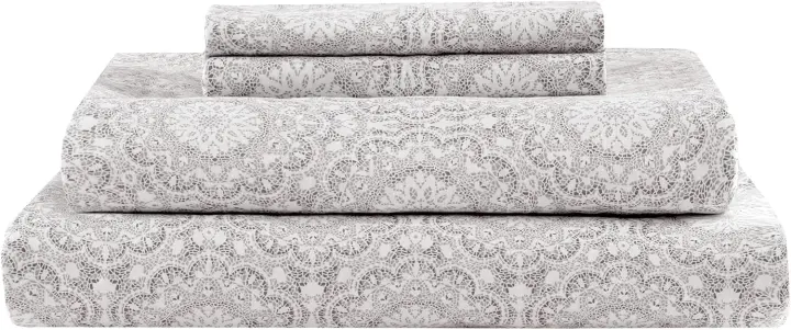 Comfort Spaces 100% Cotton Percale Queen Sheet Set — Adelia Gray