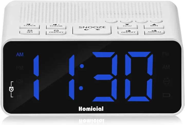 Digital Alarm Clock Radio — AM/FM, 1.4" LED Digits & Color Display