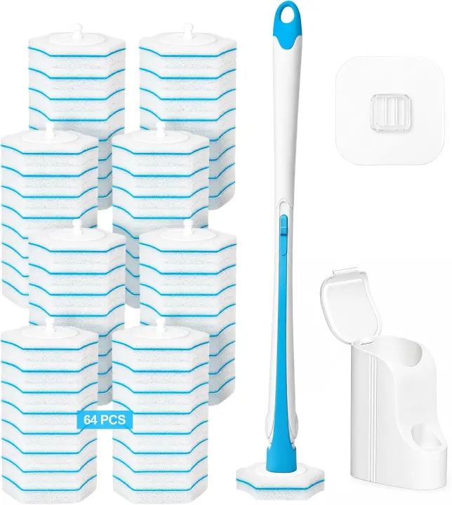 Disposable Toilet Brush Set — Wall or Floor-Mount Cleaning System