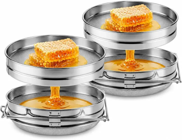 Double Mesh Honey Strainer Set for 5-Gallon Buckets (9 x 14 in)