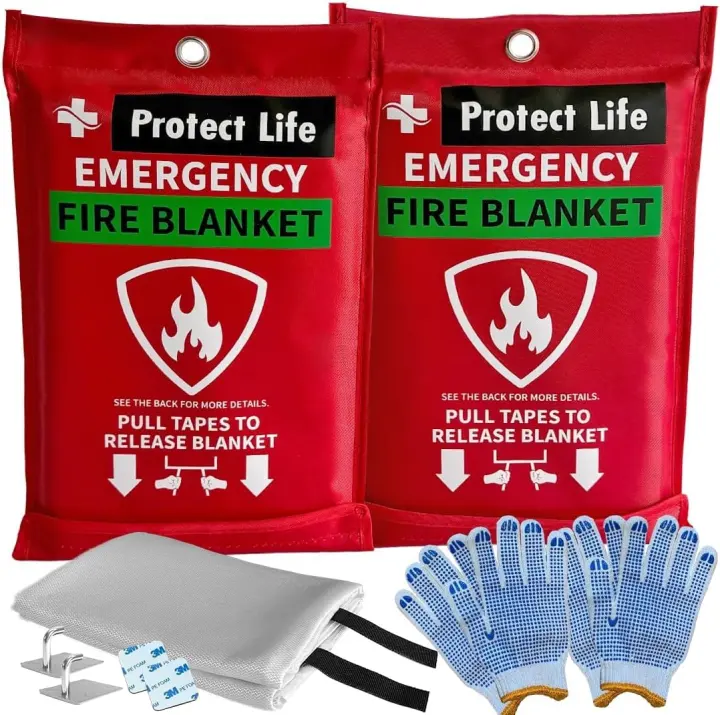 Emergency Fire Blankets 2-Pack — 40 x 40 in Fire Safety Blankets