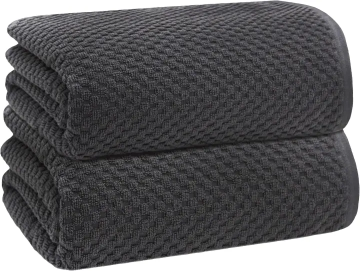 Euro-Style Waffle Weave Bath Sheets — Oversized Cotton Set of 2 (Grey)
