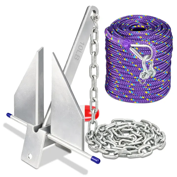 Fluke/Danforth Boat Anchor Kit with Chain, Rope & Shackles (5–13 lb)