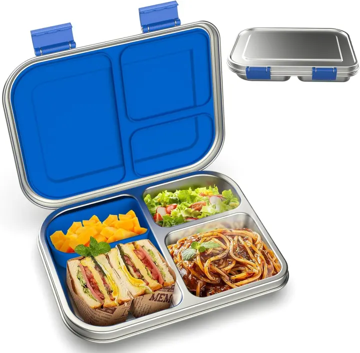 Kids Stainless Steel Leak-Resistant 3-Compartment Bento Lunch Box