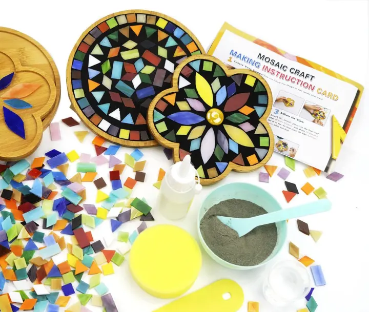 Lanyani DIY Mosaic Coaster Kit (2-Pack) — Stained Glass Tile Set