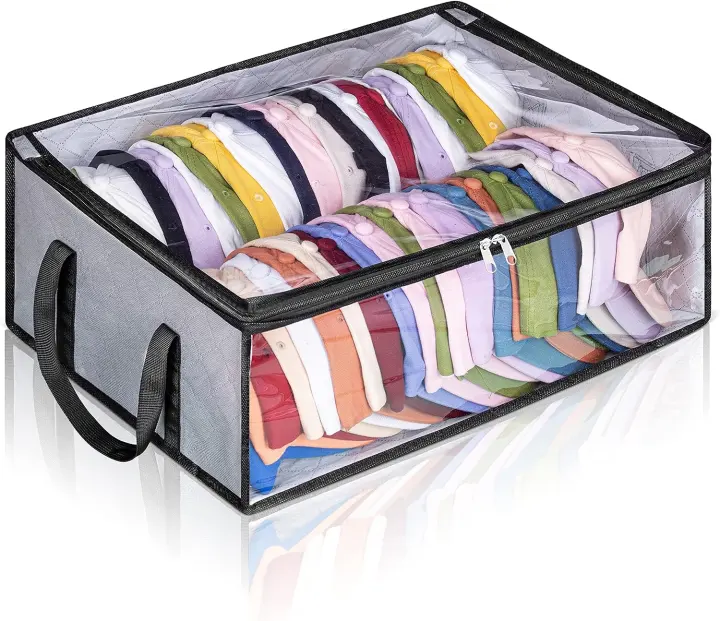 Large Hat Organizer for Baseball Caps — Holds Up to 40, Grey