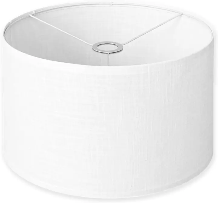 Large White Drum Lampshade — 16 x 16 x 10 in, Natural Linen Drum Shade