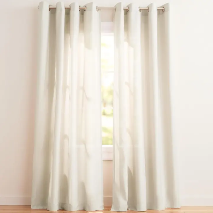 Loha Linen-Look Grommet Curtain Panel Pair — 54 x 96 in, Ivory