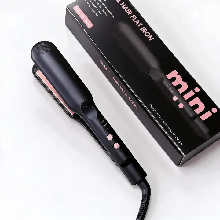 Mini Ceramic Flat Iron for Short Hair — Wide Plate, 15s Heat