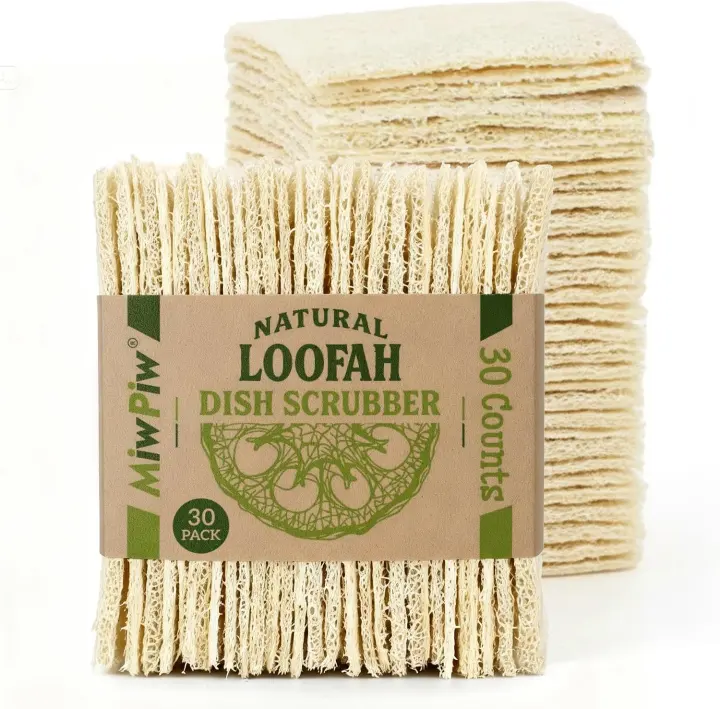 Miw Piw Natural Loofah Dish Sponge — 100% Biodegradable Kitchen Scrub