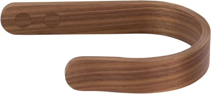 Pair of Walnut Plywood Curtain Holdbacks — U-Shaped Tiebacks