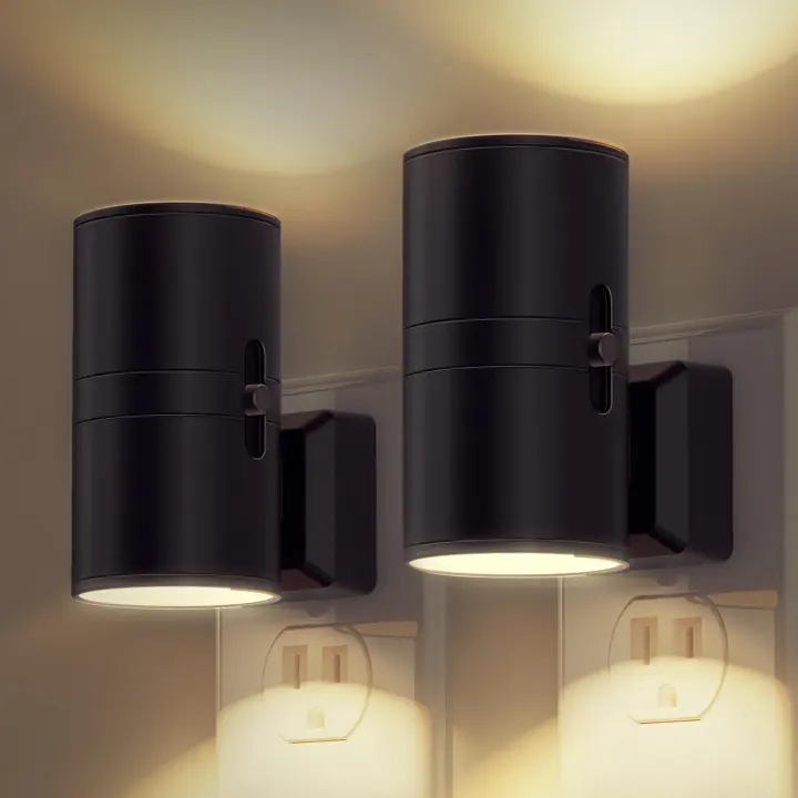 Plug-in LED Night Light — Dimmable Vintage Cylindrical Sensor Light
