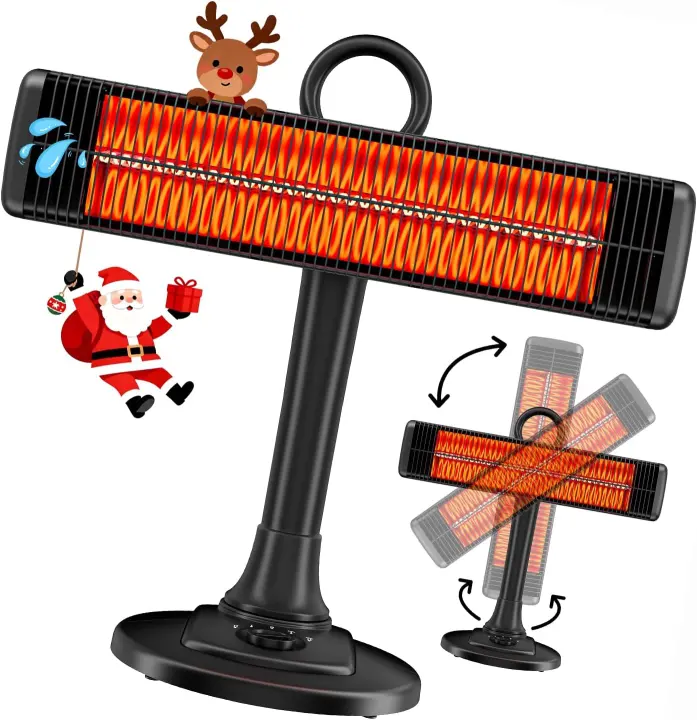 Portable Infrared Patio Heater — 500/1000W Carbon-Fiber Rotating Unit