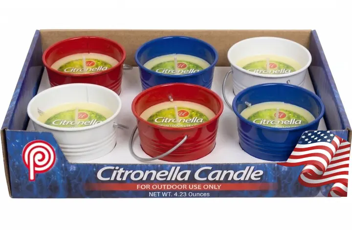 Red, White & Blue Citronella Mini Bucket Candles — 6-Pack
