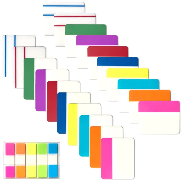 Repositionable Colored Sticky Index Tabs — 500-Pack Page Markers