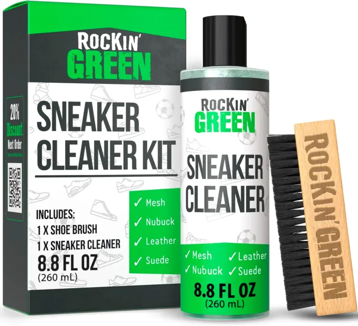 Rockin' Green Deep-Clean Sneaker & Shoe Cleaning Kit (8.8 fl oz + Brush)