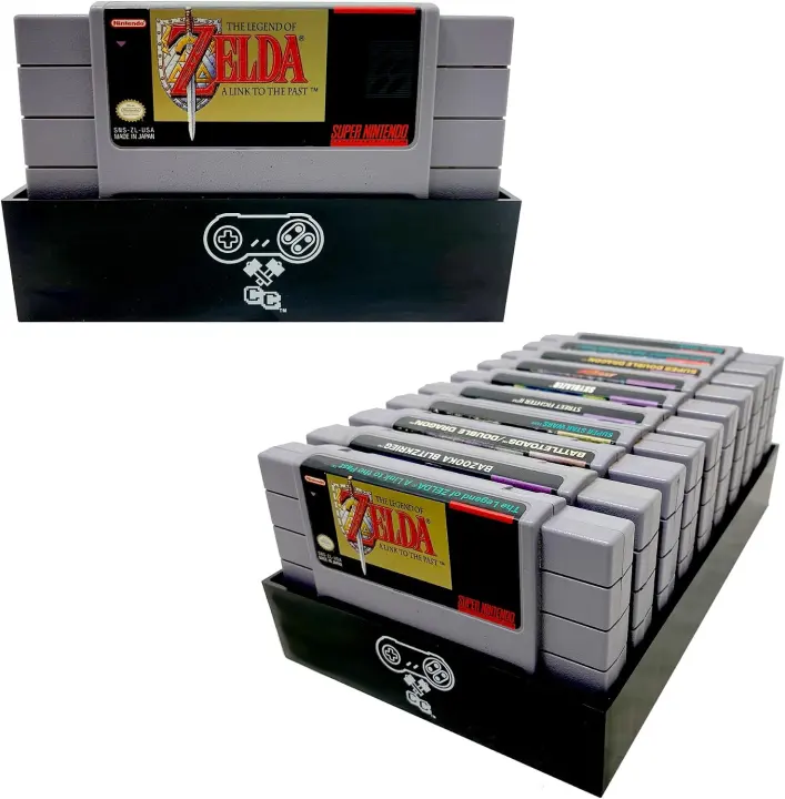 SNES Cartridge Storage Tray — Holds 10 Cartridges (Black)