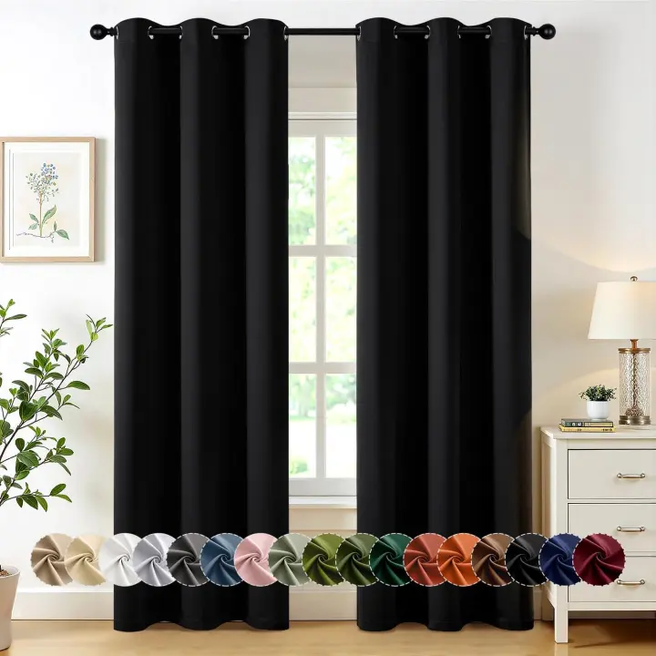 Thermal Blackout Curtains — 2 Grommet Panels, 40 x 84 in