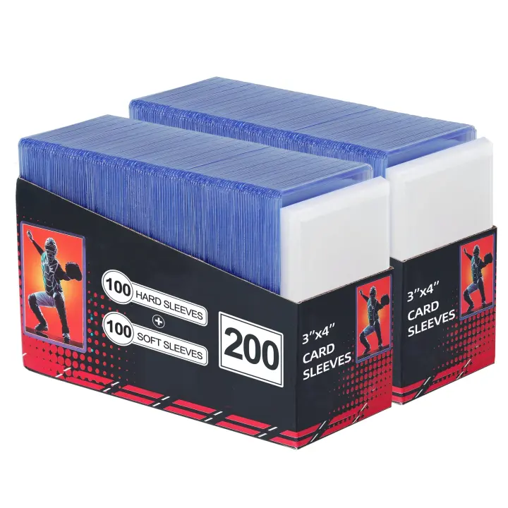Trading Card Sleeves Pack — 200 Hard Toploaders + 200 Soft Sleeves