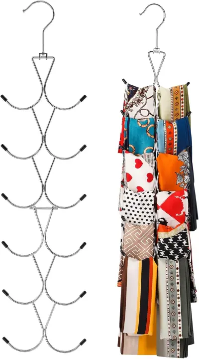 Uinicor 2-Pack Scarf Hangers — 12-Loop Rotating Closet Organizer