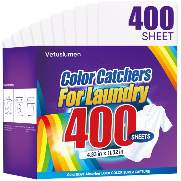 Veuslumen 400-Count Color Catcher Laundry Sheets — Dye-Absorbing Sheets
