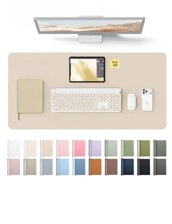 YSAGi PU Leather Desk Pad — Large Non‑Slip Waterproof Blotter (31.5 x 15.8 in)